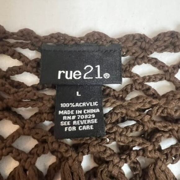 Rue 21 Crochet Top Size L Western Fringe CowgirlCore Boho Chic Oversized Boho - Picture 2 of 8